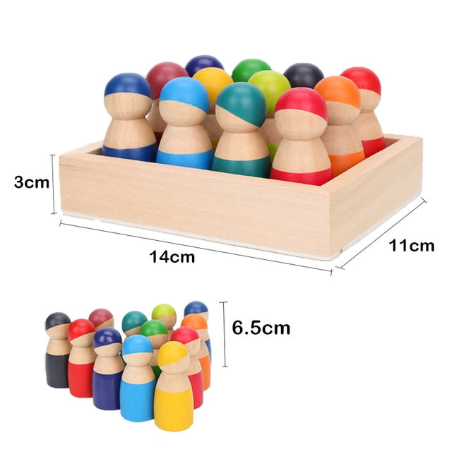 Wooden Rainbow Blocks- Montessori Toys