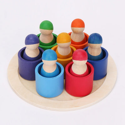 Wooden Rainbow Blocks- Montessori Toys