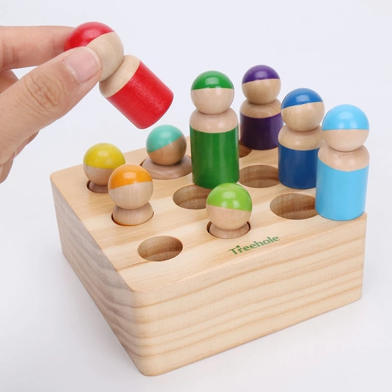 Wooden Rainbow Blocks- Montessori Toys