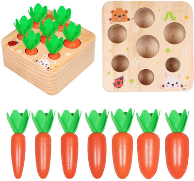 Montessori Toys-Wooden Pull Carrot Set Toy