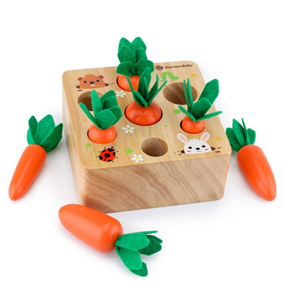 Montessori Toys-Wooden Pull Carrot Set Toy