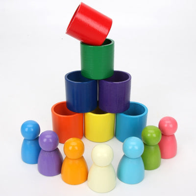 Wooden Rainbow Blocks- Montessori Toys