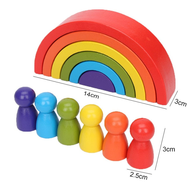 Wooden Rainbow Blocks- Montessori Toys