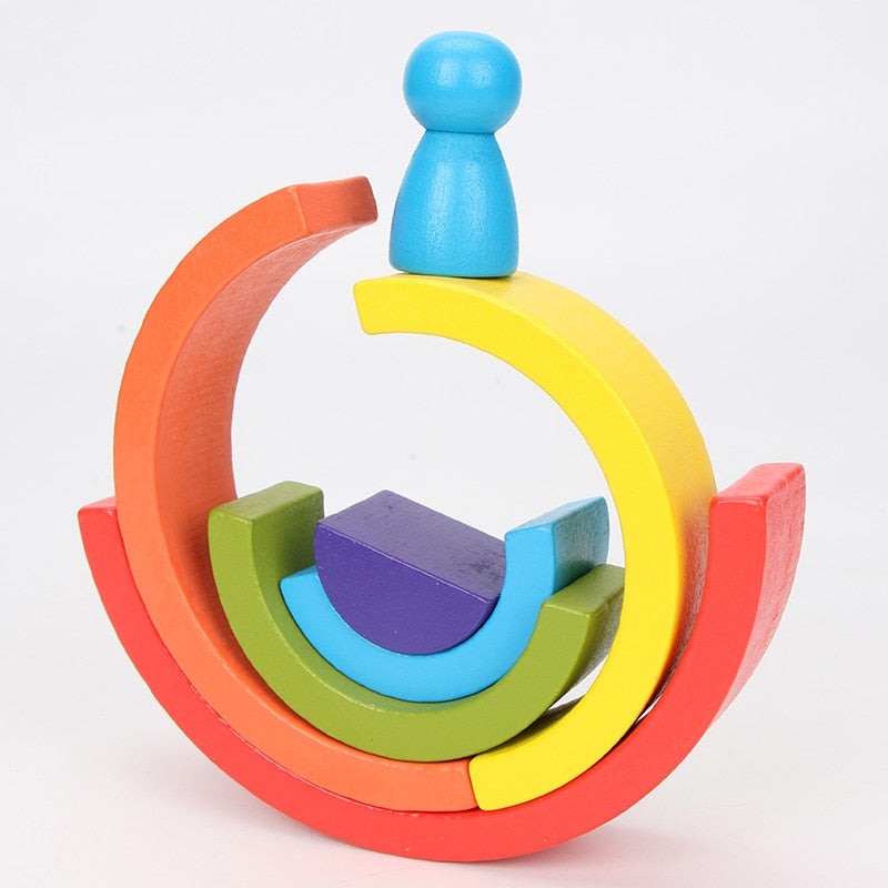 Wooden Rainbow Blocks- Montessori Toys