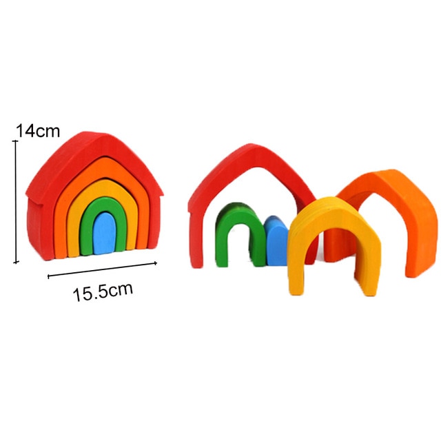 Wooden Rainbow Blocks- Montessori Toys