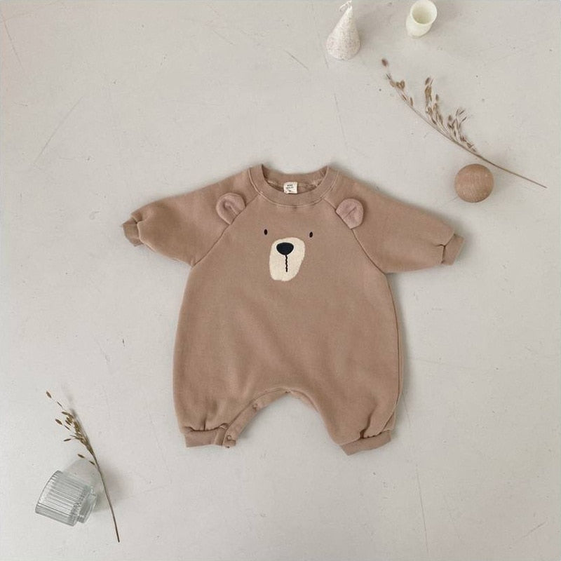 Infant Bear Fleece Padded Rompers