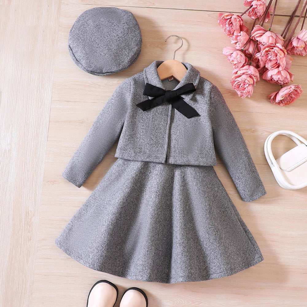 Bow Fleece Coat, Tank Top Dress and Beret