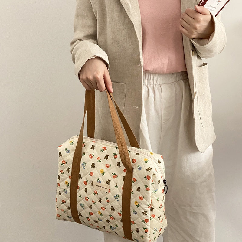 Printed Bear Flower Bag