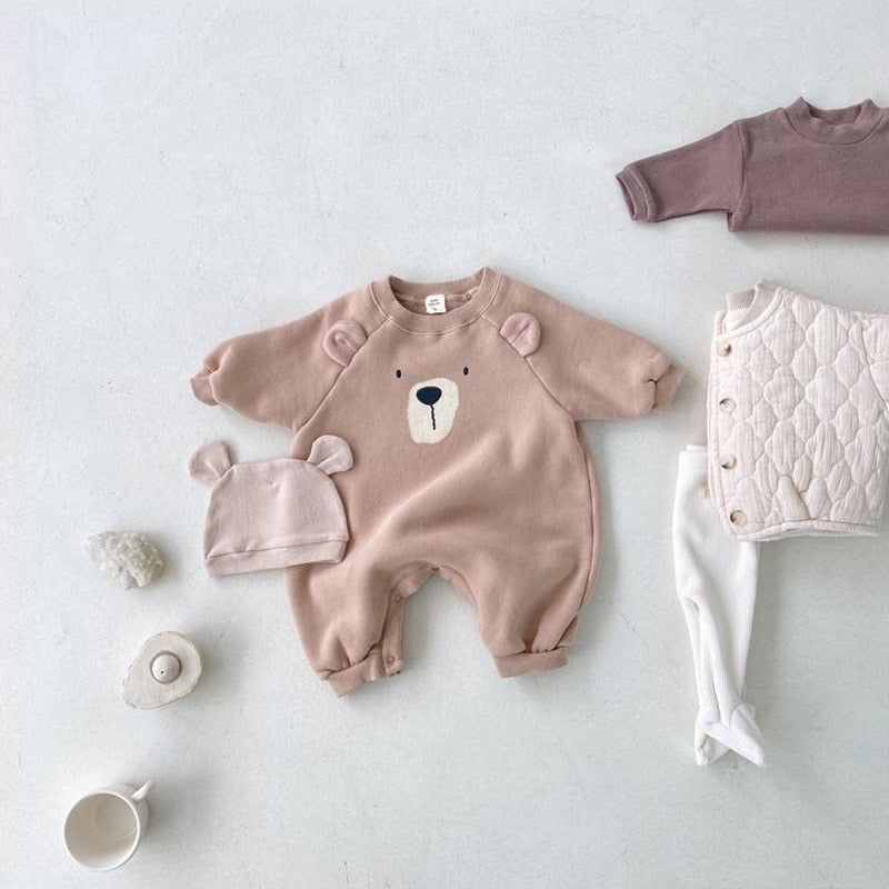 Infant Bear Fleece Padded Rompers