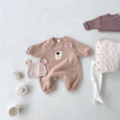 Infant Bear Fleece Padded Rompers