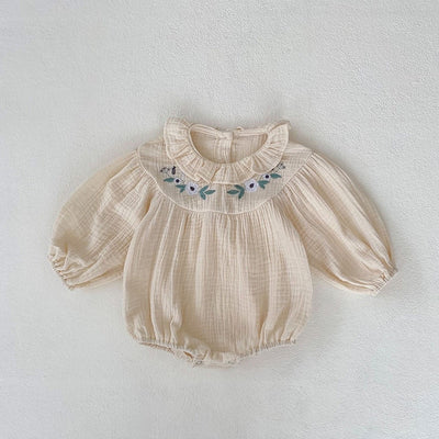 Ruffle Collar Embroidery Bodysuit