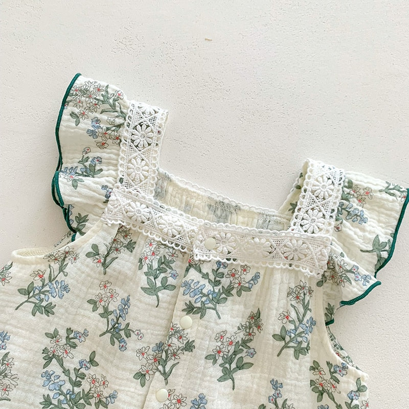 Baby Floral Rompers with Hairband