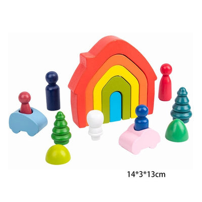 Wooden Rainbow Blocks- Montessori Toys