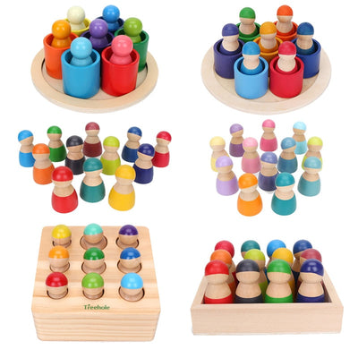 Wooden Rainbow Blocks- Montessori Toys