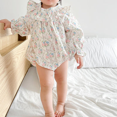 Long Sleeve One-piece Printing Flowers