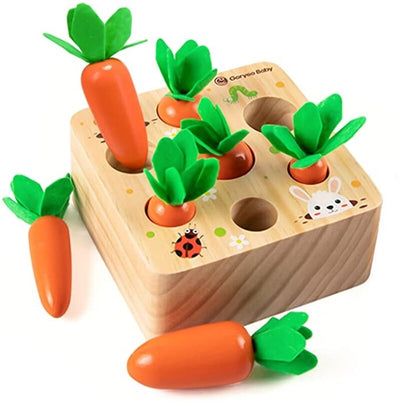 Montessori Toys-Wooden Pull Carrot Set Toy