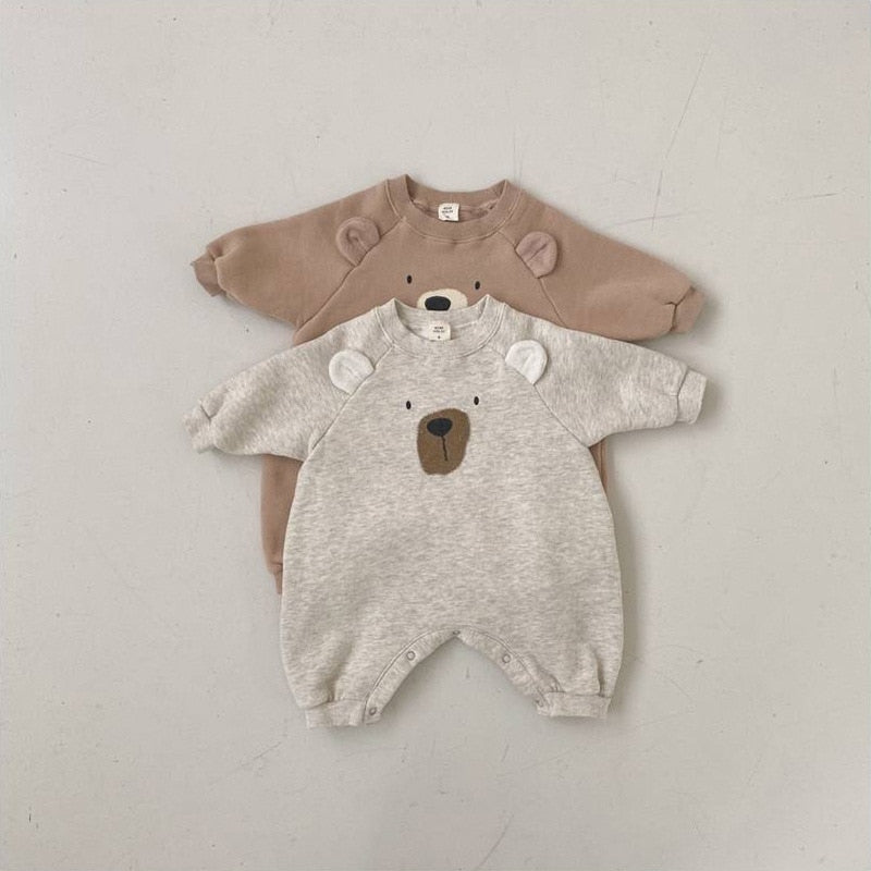 Infant Bear Fleece Padded Rompers